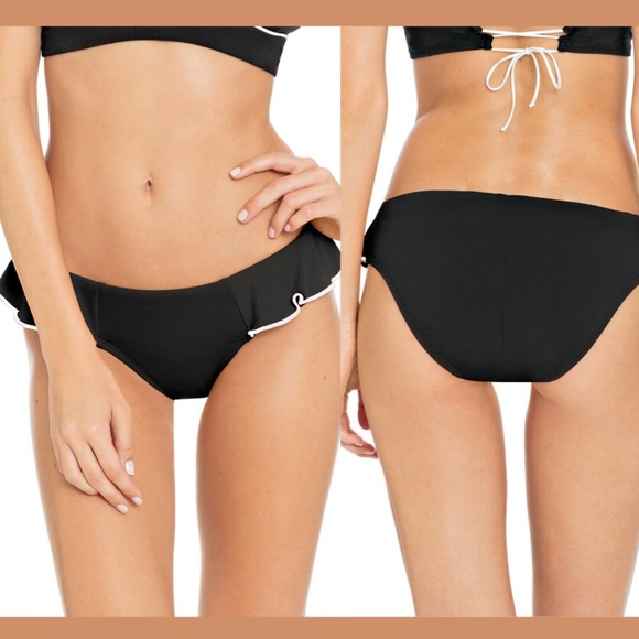 NEW‎ Robin Piccone Malia Black/White Bikini Bottom - Picture 1 of 11